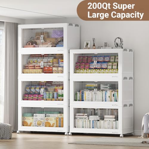 Image of BROVIEW 600Qt Stackable Storage Bins with Lid for Home Dorm, 3Pack White