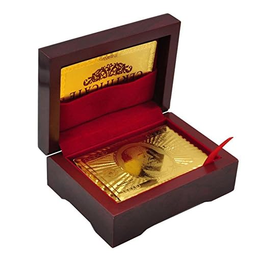 Armear Luxury 24K Gold Foil Poker Playing Cards with Wooden Gift Box, Premium Waterproof Cards for Party and Card Decks Game, Standard Size