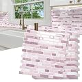 10 Sheet Thick Peel and Stick Kitchen Backsplash Tiles,3D Waterproof Self Adhesive Wall Tile Stick on Backsplash for Kitchen,Bathroom and Fireplace(Pink,12"×12")