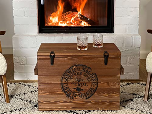 Mesa de centro tipo baúl, de madera, mesa auxiliar vintage estilo shabby chic, madera maciza de nogal