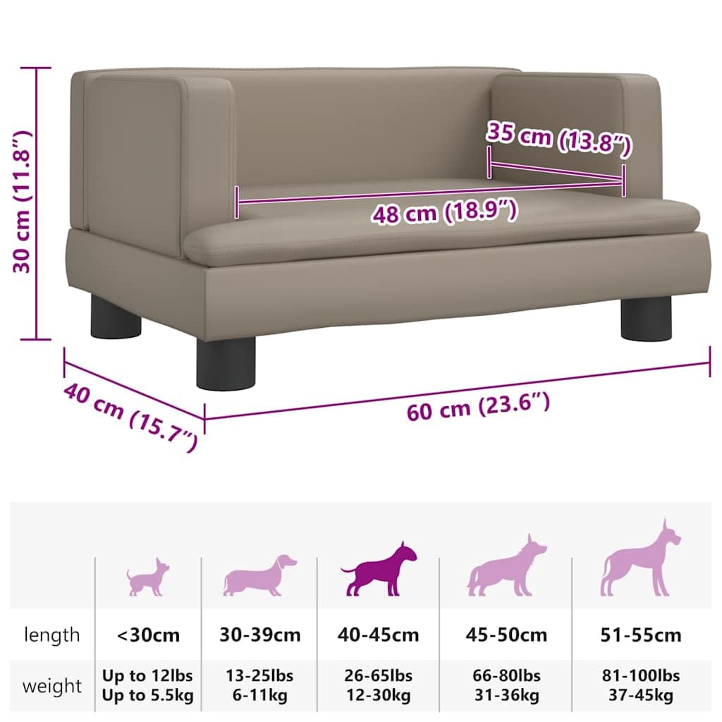 Cuccia per cani, 60 x 40 x 30 cm, in ecopelle con morbida schiuma, fondo antiscivolo, comodo cuscino delicato sulle articolazioni, per cuccioli, anziani, marrone cappuccino