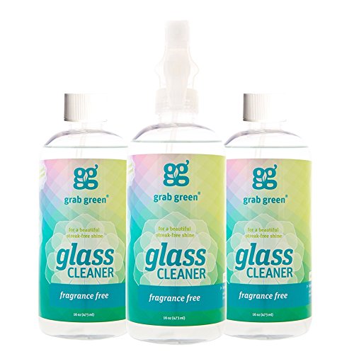 Grab Green Natural Glass Cleaner, Fragrance Free, 16 Ounce (Pack of 3)