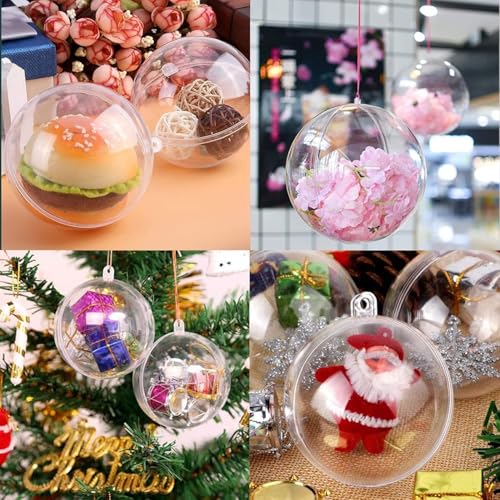 iwiio 20Pcs Clear Baubles to Fill, Clear Plastic Baubles for Craft, DIY Make Your Own Bauble, Christmas Bauble for DIY Craft Christmas Tree Decor Balls, Xmas Party Decorations (8cm) - Image 6