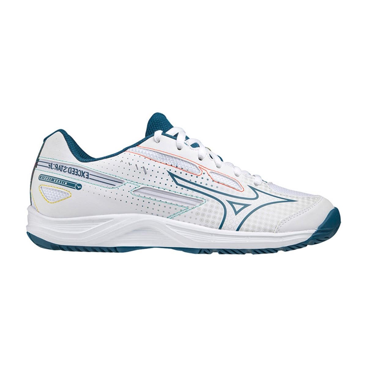 Mizuno Exceed Star Jr. Cc Tennisschuh für Kinder, Wht Moroccanb Turquoise - Größe: 36 2/3 EU