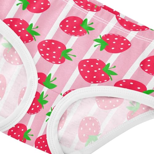 Joisal Cute Red Strawberries Pink Stripes Girls Underwear Toddler 2t Cotton Little Girl Panties Funny Underpants Briefs4