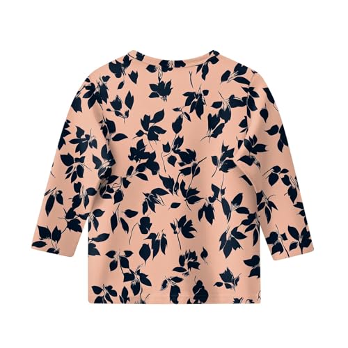 Tops for Teen Girls 3/4 Sleeve Crew Neck Shirts Fall Winter Pullover Tops Floral Print Blouses Clothes 5-16 Years2