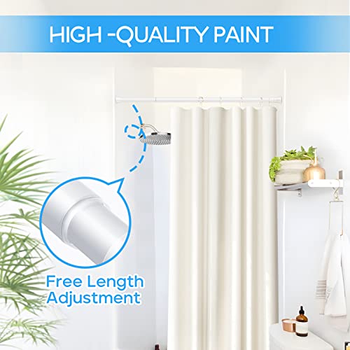 Image of Tension Curtain Rod White Tension Rod 2pcs Spring Curtain Rod Non Slip Tension Rods For Windows 28 To 48 Inch No Drilling Adjustable Tension Rods of Curtain Window Closet Kitchen Wardrobe1