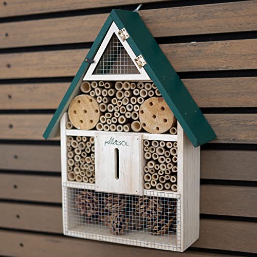 Pelle & Sol Eco-Friendly Bee House | Bug Hotel for Bees, Butterfly, Insect | Kid Friendly Weather Resistant Hanging Bee Hotel Bamboo Nesting Habitat | Bug House Garden Decor & Nature Gifts for Kids - Image 9