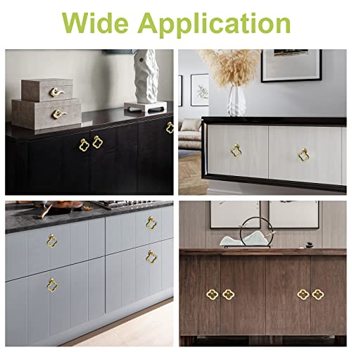Ufurmate Drawer Pulls Rings, 4Pcs Zinc Alloy Pulls Ring Knobs Metal Ring Pull Handle Single Hole Furniture Cabinet Ring Pulls With Screws For 18Mm Thick Boards (Gold Flower) #TOP5