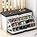 Zapateros De 3 Capas con Puertas, Mueble Zapatero Banco De Zapatos con Asiento, Zapatero Porche con Cajones Zapatero, Almacenamiento Zapatos for Entrada del Pasillo Zapatero Pequeño,B,60CM