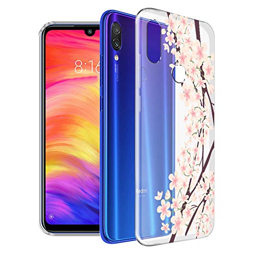 Fashionury ''Flower Design'' EXLUSIVE Soft Silicon Transparent Anti Dust Shockproof Slim Designer Printed Back Cover Case for Xioami Redmi Note 7/ Redmi Note 7 Pro