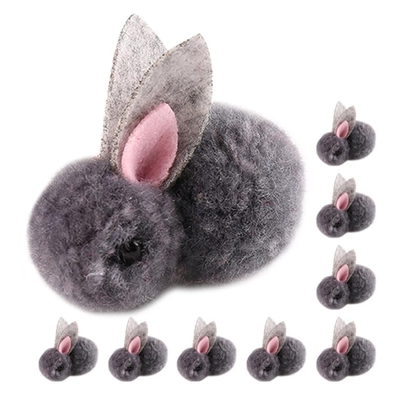 Alasum Bunny Plush Toys 10 Pcs Cute Rabbits Doll Grey Mini Rabbits for Kids Soft and Portable Stuffed Toys for Playing and Collecting