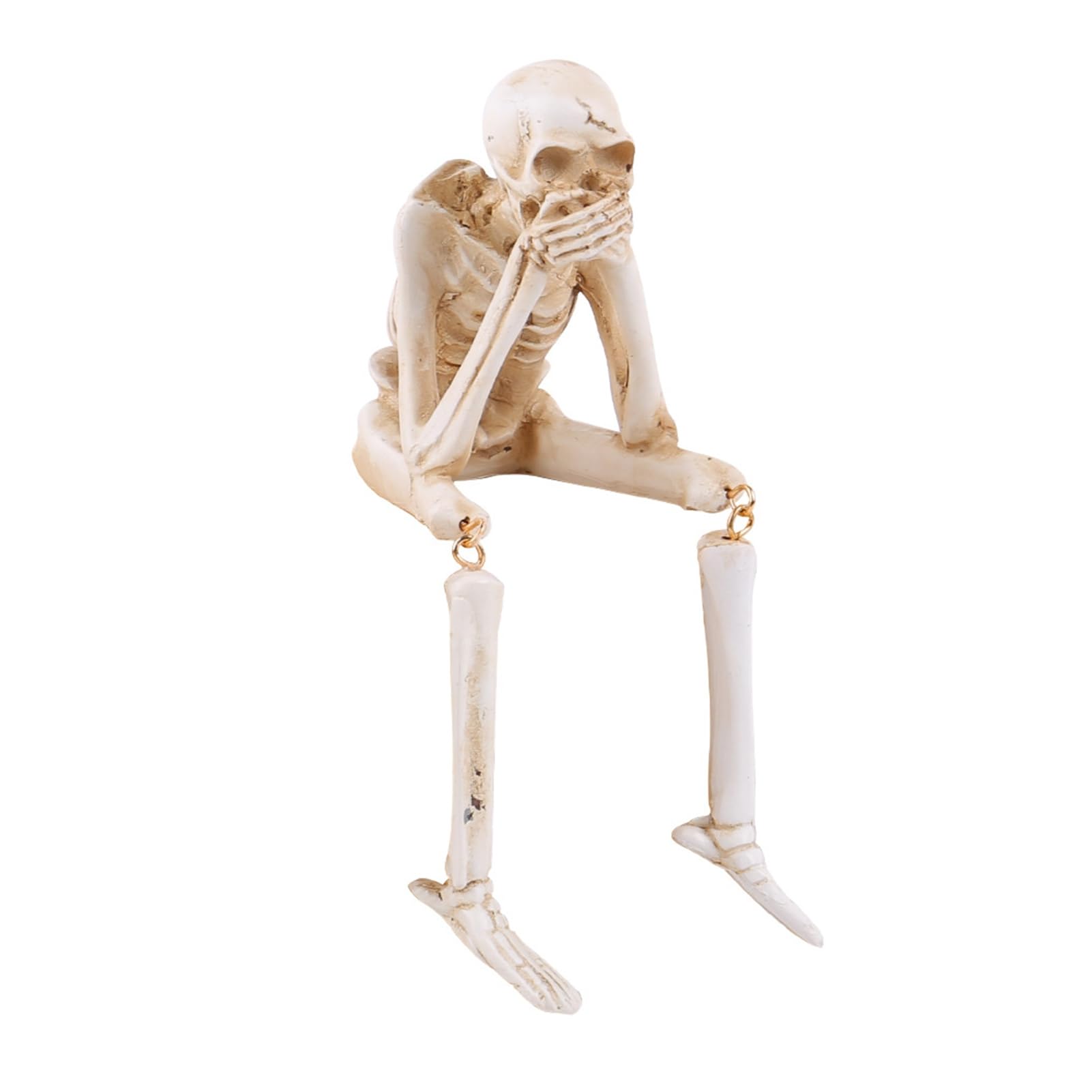 Quoravel Halloween Skeleton Statue, See Speak Hear No Evil Skeleton Figurines, Collectible Skull Decoration for Indoor Mantel Table Gothic Home Decor Style B 1piece