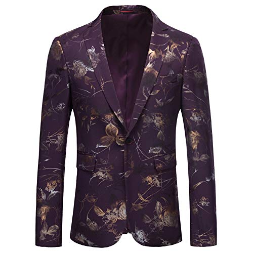 YFFUSHI Mens Dress Floral Suit Slim Fit Single Breasted Stylish Casual Printed Blazer Jacket