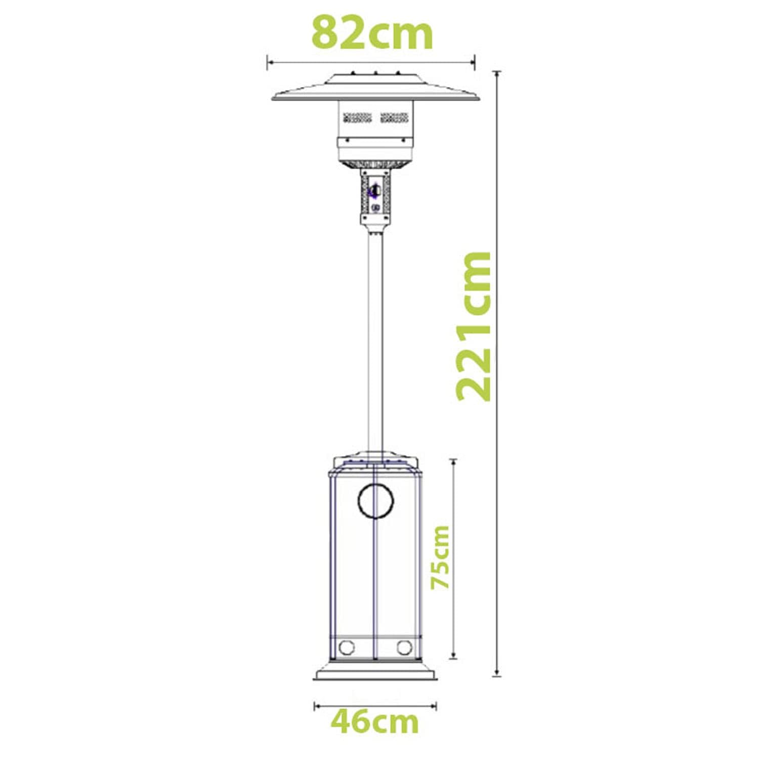 Marvin Stufa a gas bombola gpl Fungo da Esterno portatile con ruote acciaio 20mq giardino patio riscaldante 13KW (Bianco)