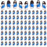 Picture of Bememo 100 Pcs Mini Jesus Figurines Bulk Little Jesus Toys Original Design Rubber to Hide and Seek Religious Party Favor Sunday Craft Baptism Gift for Easter Egg Stuffers(Blue)