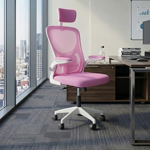 Image of Casa Copenhagen Pink White | High Back Imported Mesh Fabric Boss Office Chair | Y Design Ergonomic Back Support | 2D Aero Design Adjustable Armrests | Synchro Tilt Lock Mechanism Support