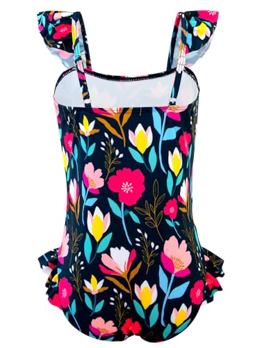 Image of DAXIANG Girls One Piece Ruffle Strap Swimsuit Quick Dry Mermaid Swimwear Beach Sport Bathing Suit for Toddler Kids 4-11 Years