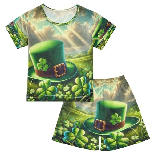 St Patrick Clover Pajama Set Short Sleeve Pajamas Shorts Sets Cotton PJS 2 Piece Clothes Set 5Y