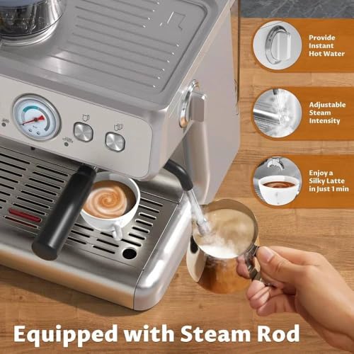 Image of Fastlink‚15 Bar Espresso Machine: Fast Heating Cappuccino & Latte Maker with Milk Frother - Enjoy Delicious Coffee at Home