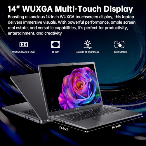 Image of Acer Aspire 14 inch FHD Touchscreen Laptop, Intel Core Ultra 5 226V, Intel ARC 130V,16GB DDR5 RAM, 512GB SSD, AI Copilot+ Business Laptop PC, Win 11 Pro, Wi-Fi 6E, w /HDMI Cable /Pen,with Lifetime Office