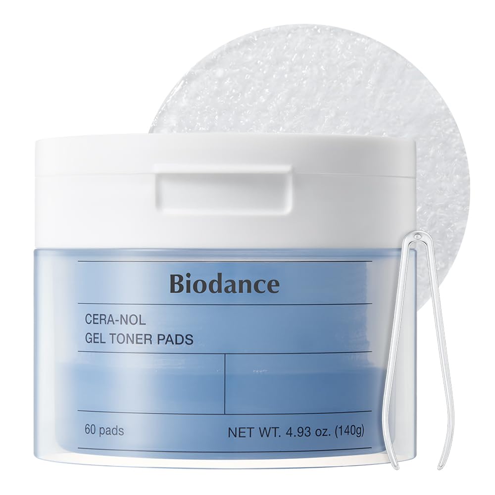 BIODANCE Cera-NOL Gel Toner Pads 60 Counts | Non-Irritating Hydrogel Pads | Deep Hydrating & Soothing with Hyaluronic Acid & Ceramide | Korean Toner Pads for Sensitive Skin | Korean Skincare