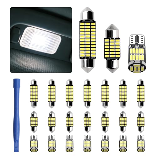 Purthog 24PCS LED Interior Car Lights Kit,T10/31mm/41mm Car LED Lights Interior Replacement for Map Dome Door Trunk Light,Universal LEDs Light for Cars Interiors Fit for Most Cars/SUVs