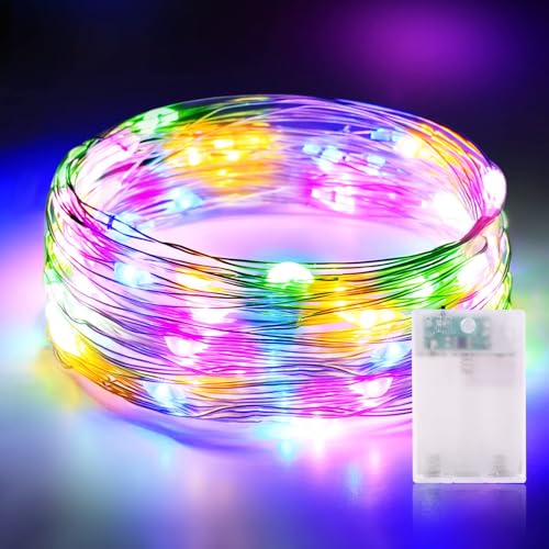 Vacoulery Guirnalda Luces Pilas 3 Metros 30LEDs Luces LED Pilas Cadena de Luces Guirnalda Luces Interior para Interior Navidad Halloween Bodas (1 Pieza, Colorido)