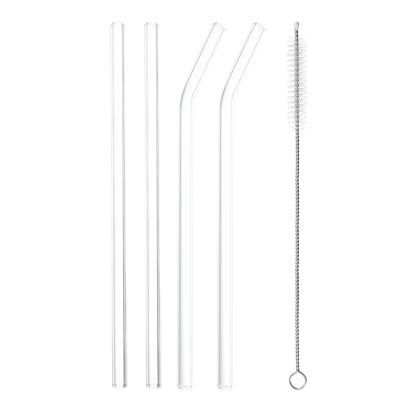 Pailles réutilisables en verre 200x5mm uxcell avec brosse lot de 4