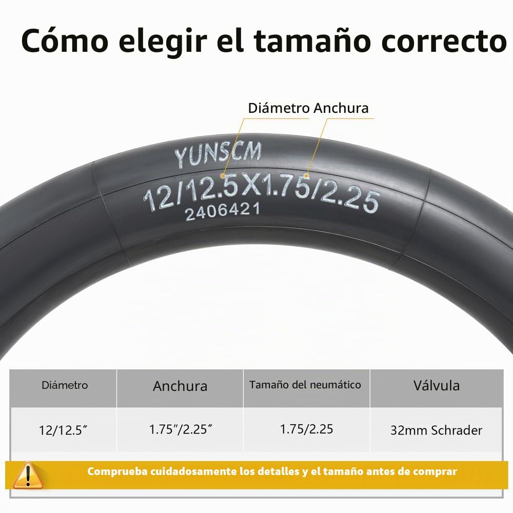 YunSCM 2 Piezas 47/57-305 Engrosado Cámara 12/12 1/2x1.75/2.25 AV32mm Valve Compatible 12 Pulgadas para Carro de Bebe Cámara de Aire 12/12.5x1.75 12/12.5x1.95 12/12.5x2.125 12/12.5x2.1 12/12.5x2.25