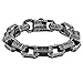 JewelryWe Bracelet chaîne à maillons en acier inoxydable pour homme - Style gothique, punk, rock, motard, vintage - Finition en métal vieilli - Pour Noël