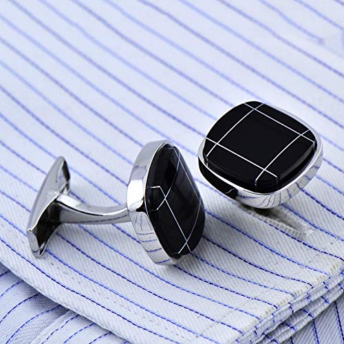 Manicubos cuadrados Daesar para hombre plateado negro miniatura 2