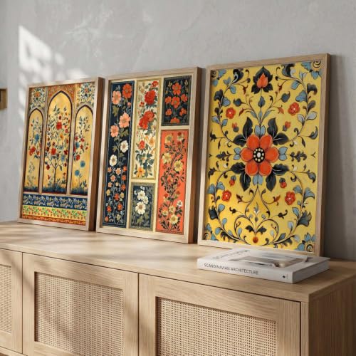 Image of kotart Paintings Home Decoration For Living Room Bed Room Hotel Wall Decor Digital Reprint | Indian Traditional Madhubani Wall Art Painting With Frame Set of 3 (14x20 Inch)