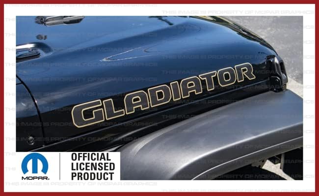Miniatura 2 de Decal Mods Calcomanía gráfica de vinilo para capó de gladiador para Jeep WranglerGladiator JLJT (2019-2024) negro con contorno de bronce 392 FB392O