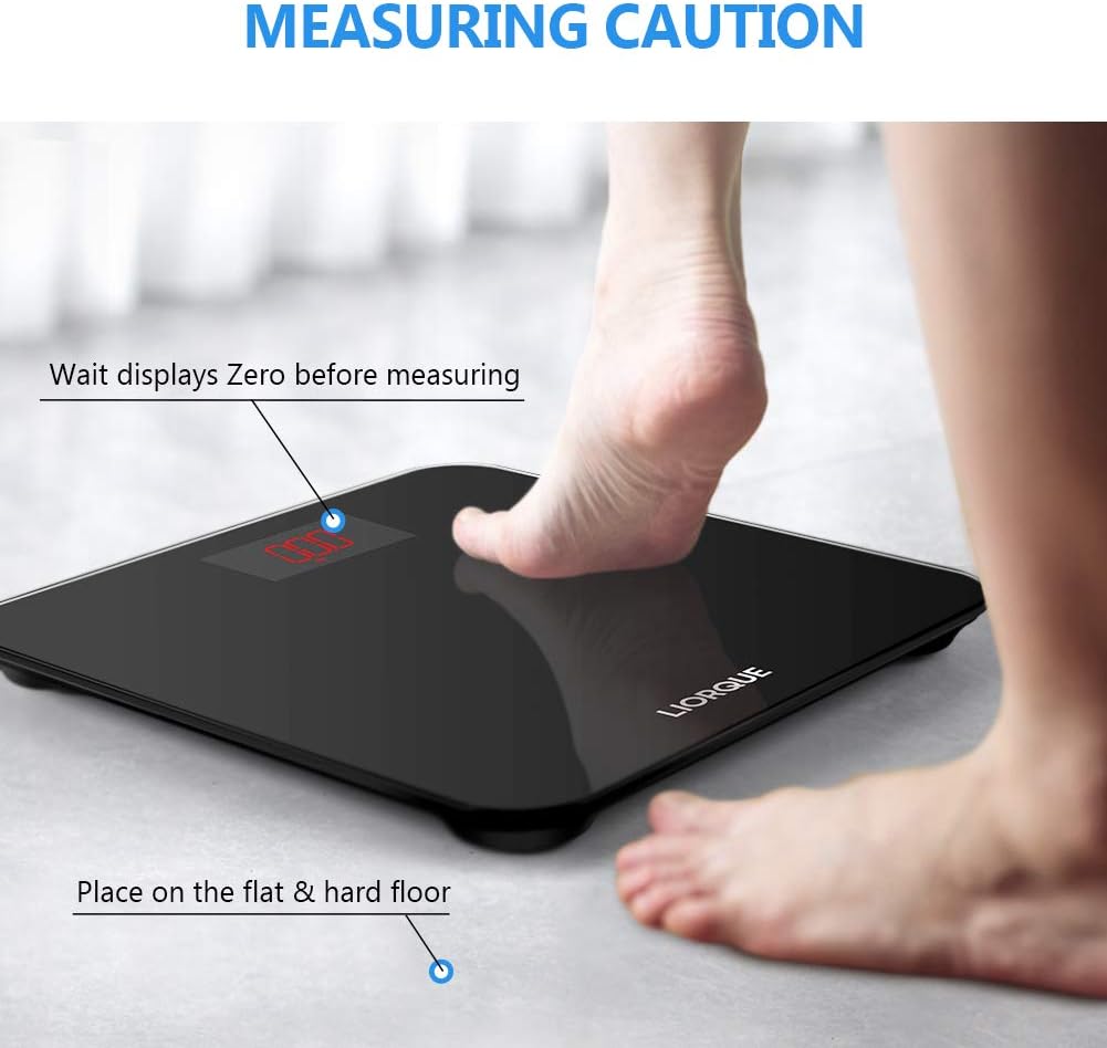 LIORQUE Digital Bathroom Scales for Body Weight, High Precision Weight Scale with App, Smart BMI Weighing Scale, Multiple Users, Sturdy Tempered Glass, 400 lb/180 kg