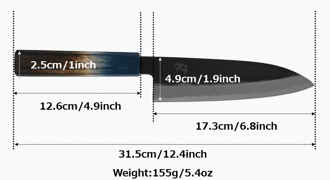 Generic Japanese knife 桜 Santoku 6.8inch, 12.4inch, Black And Silver