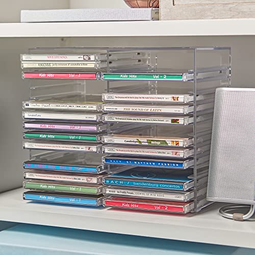 STORi Stackable Clear Plastic CD Organizer with Rubber Feet | Rectangular Jewel Cases Holder Perfect for Theatre Room | Holds up to 30 CD Cases | Made in USA by STORi - Image 6
