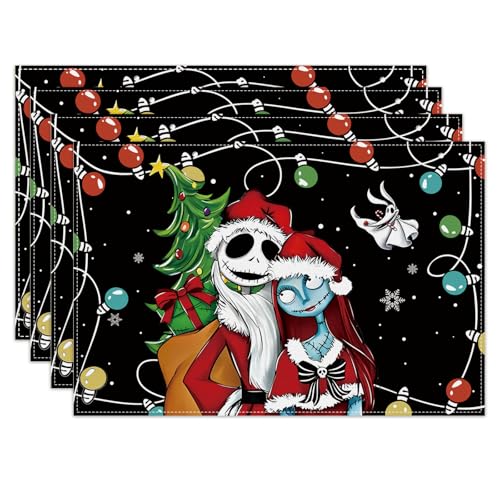 Linen Placemats Set of 4 Christmas Table Mats Christmas Winter Holiday Home Kitchen Dining Table Decorations