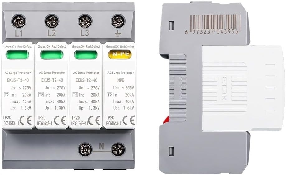 Surge Protective Device Protector Arrester Protection Type T2 SPD AC 4P 20KA~40KA 3P+NPE 275V EKU5-T2-40-3PN275