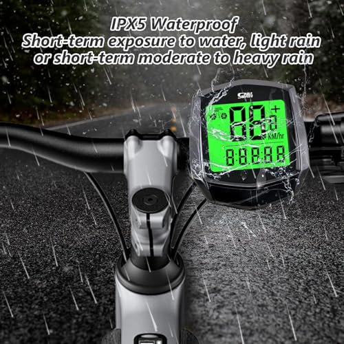 AMFUN Fahrradcomputer, universal, 16 Funktionen, IPX5, wasserdicht, GPS-Geschwindigkeitsmesser, Touchscreen, Fahrradcomputer, Fahrradtachometer, für alle Fahrräder, Schwarz