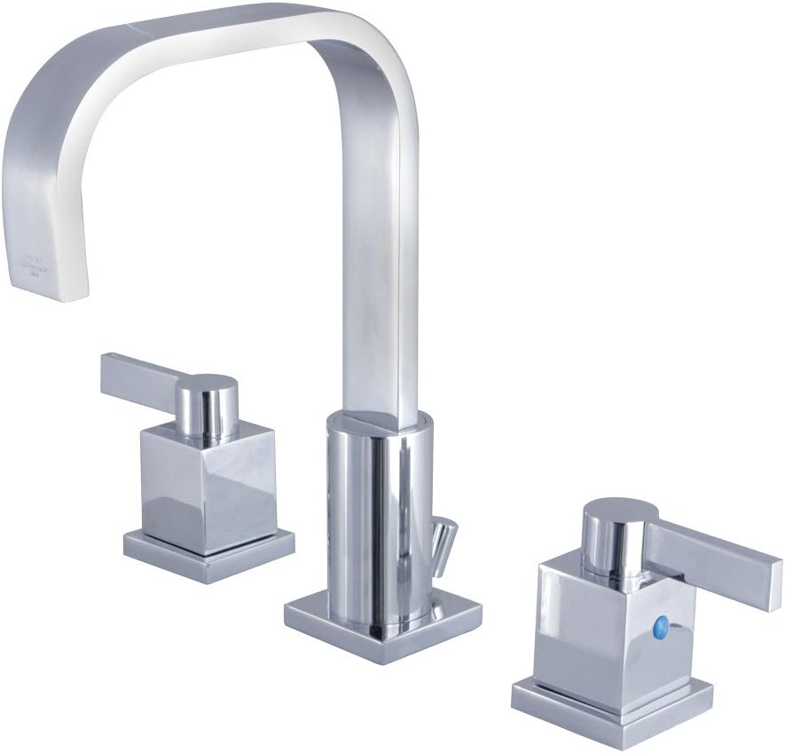 Kingston Brass FSC8961NQL Meridian Widespread Bathroom Faucet, 5-1/2 Inch in Spout Reach, Polished Chrome