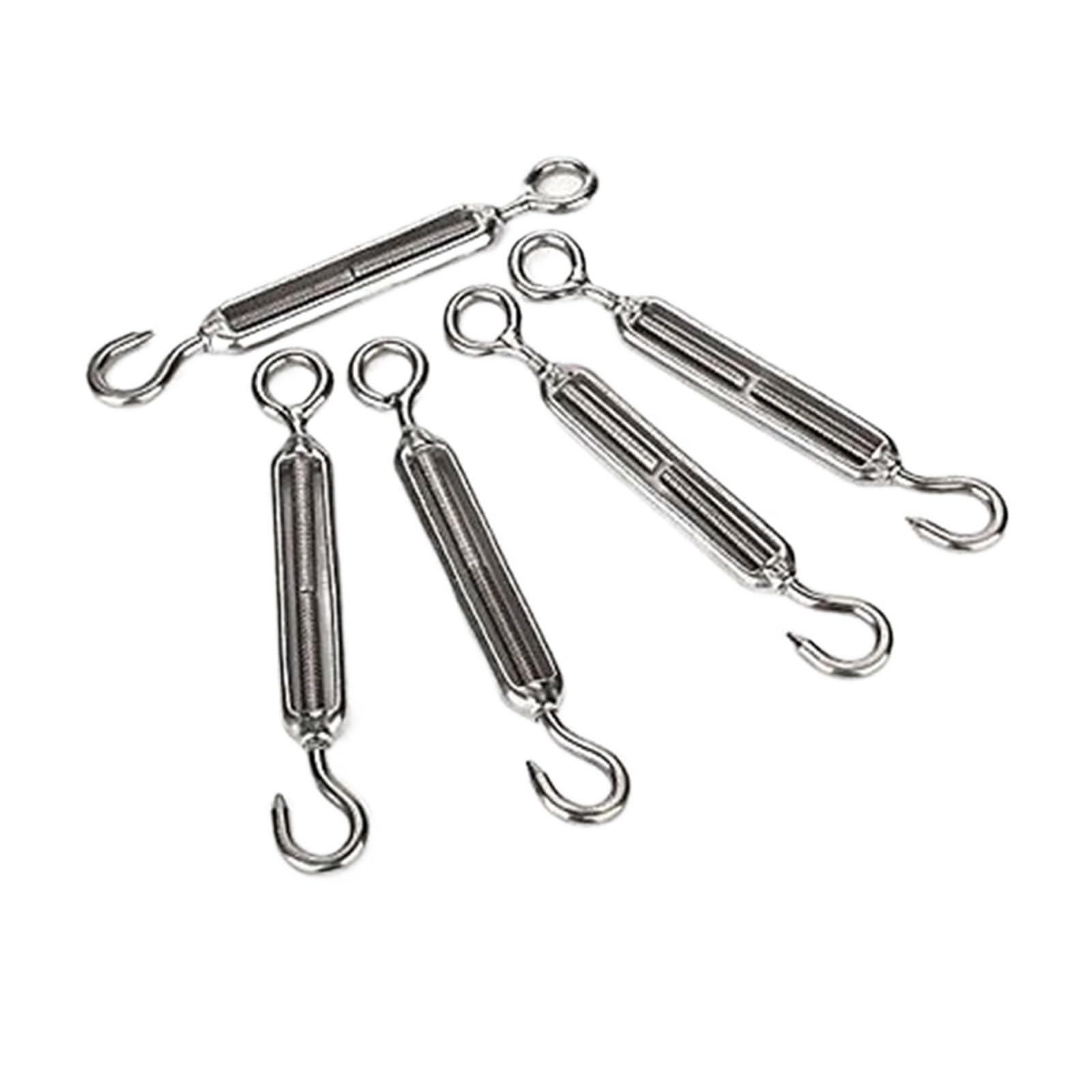 Tenditori in Acciaio Inox, 5 Pezzi Gancio for Cavo Metallico; Tenditore a Occhiello in Acciaio Inossidabile 304