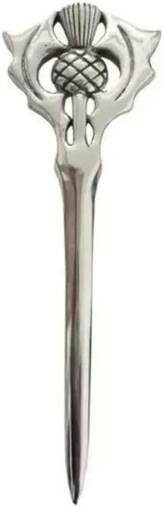 Scottish Celtic Sword Thistle Hilt Kilt Pin 4" Finish Chrome