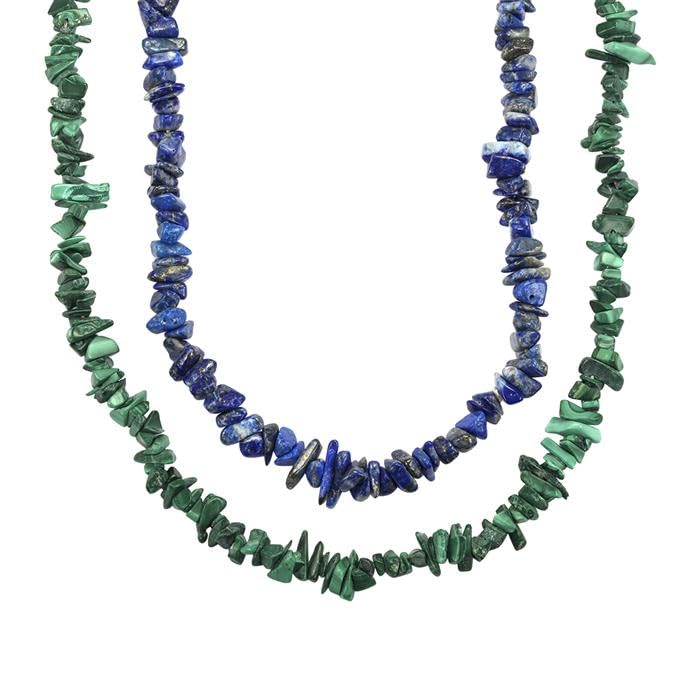 Brins de malachite et lapis lazuli 81 cm pour création bijoux et loisirs créatifs
