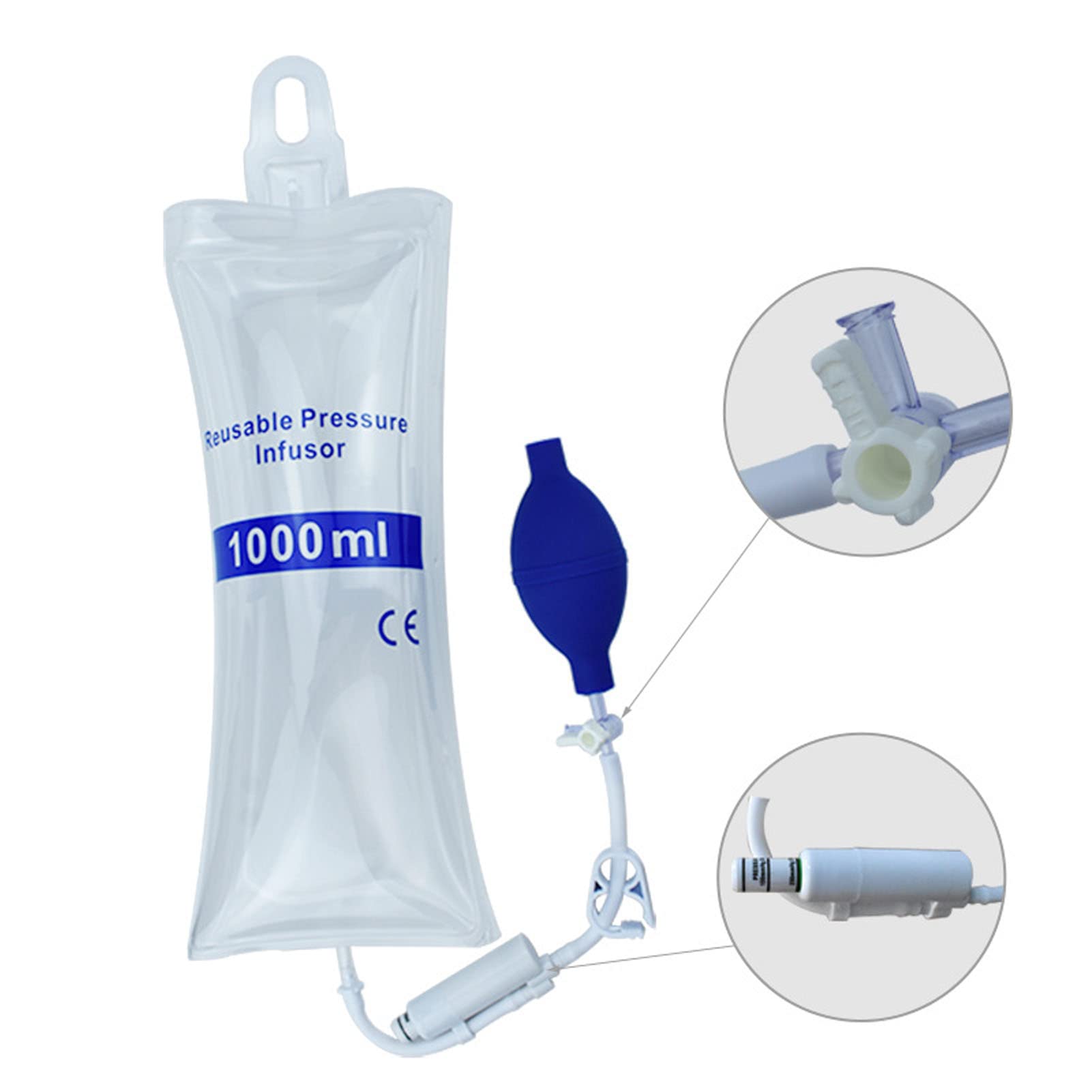 Druckinfusionsbeutel 1000 Ml für Blut- und Flüssigkeitsschnellinfusion, 1000 Ml Druckinfusionsbeutel für Blut- und Flüssigkeitsschnellinfusion mit Druckanzeigesäule für Krankenhausnotfälle