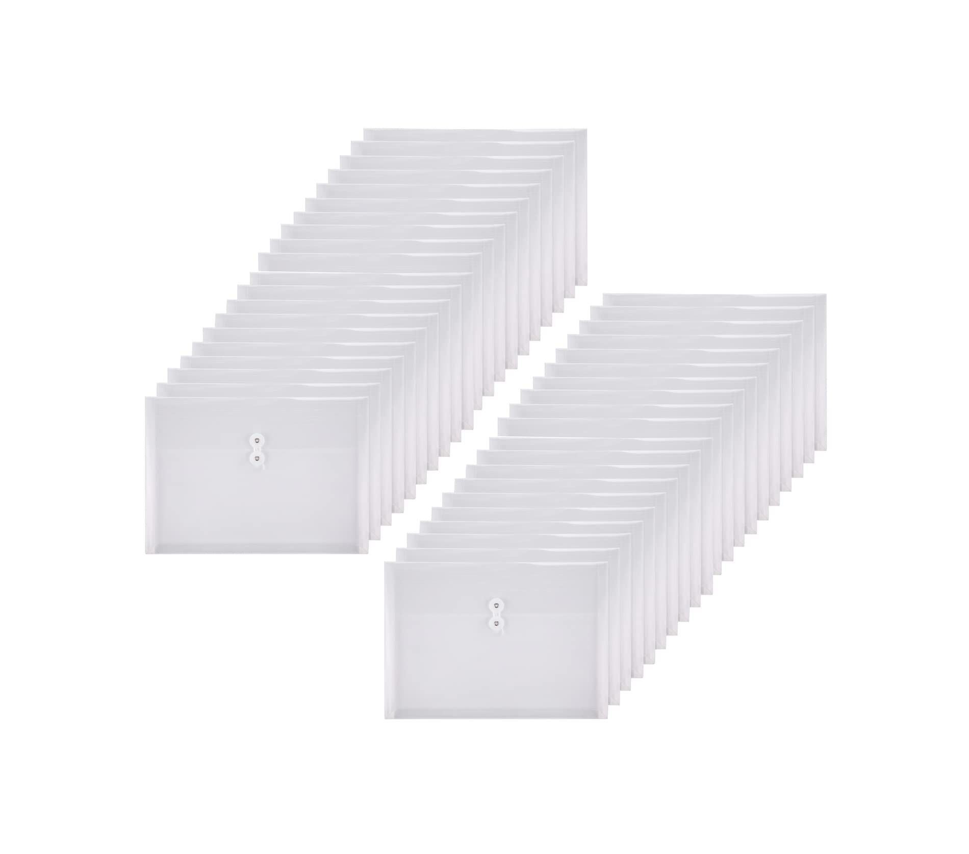 YESSART Clear String Closures Poly Envelopes Side Opening Folder Pocket Pack of 40 Bottom with Expanding Gusset (40 Pack)