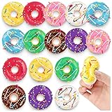 Rainbow Donut Stress Ball Artificial Donuts Stress Relief Ball Foam Mini Donut for Donut Party Favors Birthday Party Shop Decoration （8 Colors 16pcs）
