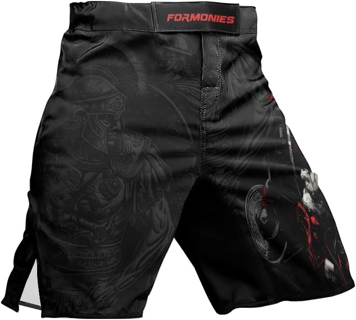 FORMONIES Spartan Men’s Martial Arts Shorts – Breathable BJJ Fight Shorts for Muay Thai MMA and No-Gi Jiu Jitsu
