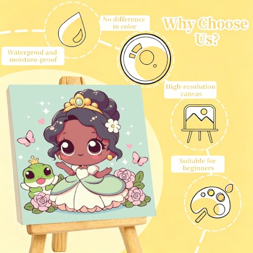LWZAYS 4 Pack Cartoon Paint by Number for Kids with Wooden Frame-Paint by Numbers for Kids Ages 4-8-12, DIY Paints with Numbers Easy Acrylic Oil Painting Kits for Home Wall Decor (8X8inch) 2.0 - Image 4
