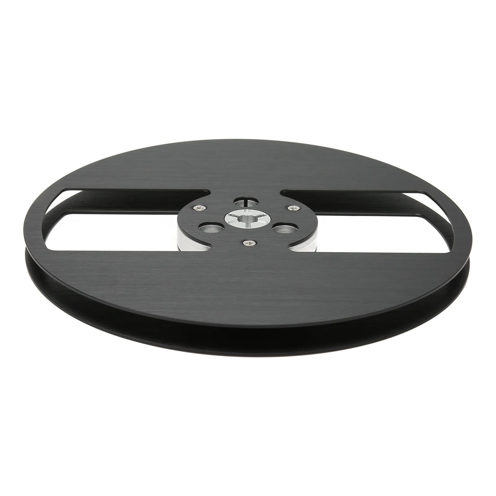 Acouto 1/4" 10-Inch Aluminum Alloy Empty Tape Reel – Low Noise, 3-Hole Design For Universal Reel-to-Reel Machines (Black)